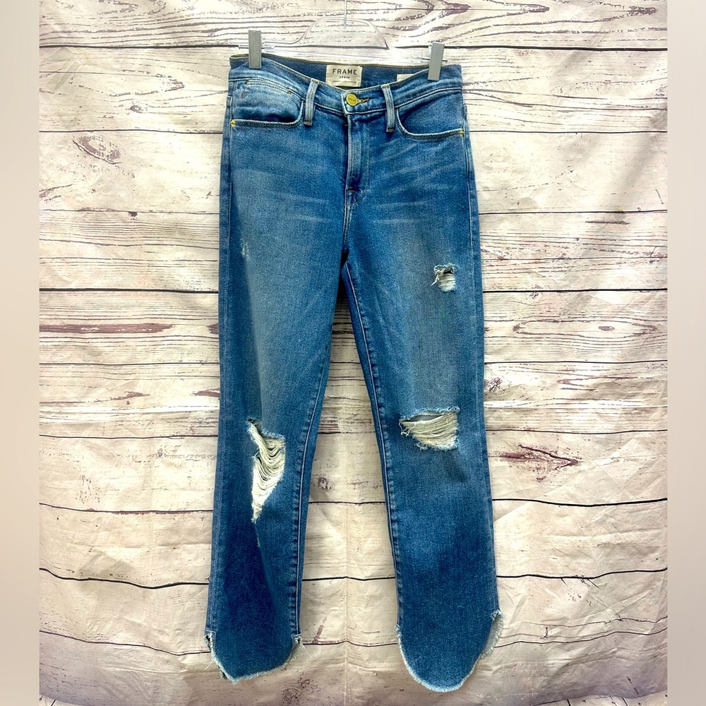 Frame Denim Le High Straight  Distressed Denim Jeans Womens Size 24